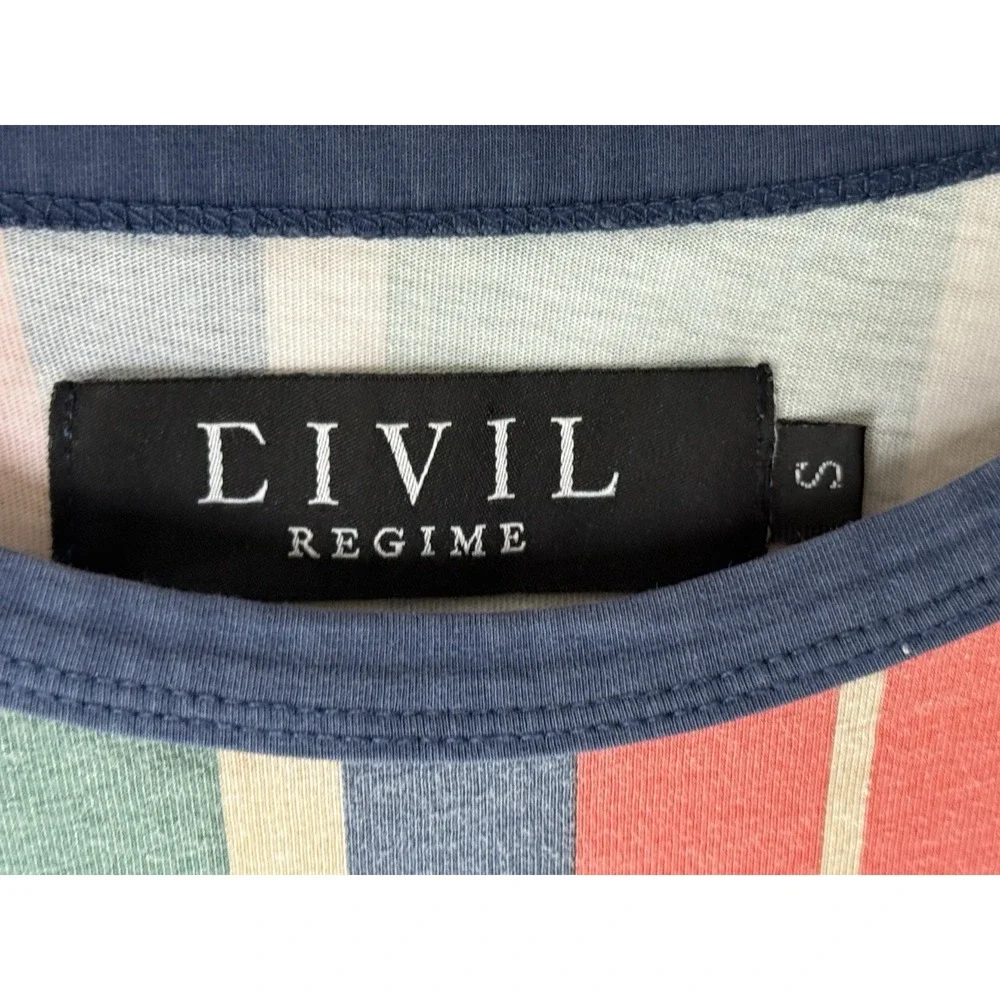 Civil Regime Stripe T-Shirt Bird Crane Roses LA Floral Los Angelas Cotton‎ Small